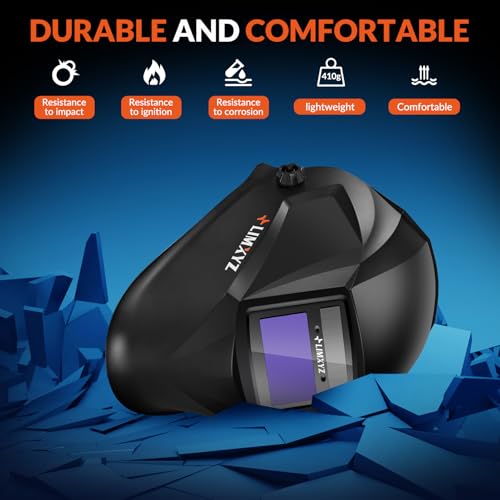 Image of Welding Helmet Auto Darkening,Welding Hood Solar Powered 3.66 * 1.69 inch,Mask With 2 Arc Sensors,Wide Shade 4 /9-13 Suitable for TIG, MIG, MAG With Welding gloves (M-001)