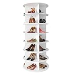 7 Tier Rotating Shoe Rack Tower, 360° Spinning Free Standing Shoe Organizer, Round Revolving Carousel Display Storage for 28+ Pairs Shoes and Handbags, Tall Lazy Susan for Closet Entryway Bedroom