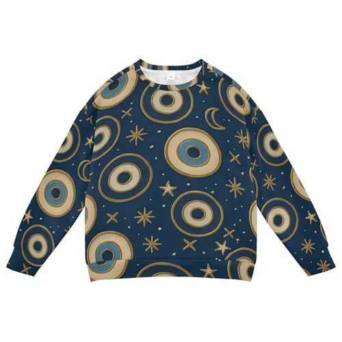 JUNZAN North African Evil Eye Navy Little Kids Hoodie Sweatshirt Crewneck Hoodie for Boys Camping 4T