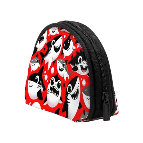 Portable Coin Purse Cute-Cartoon-Shark Mini Zippered Money Pouch Card Holder4