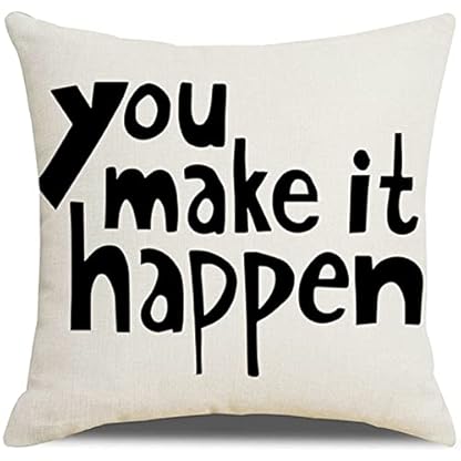 1 Kissenbezüge 40x40cm, Kissenbezug Schwarz-Weiss You Make It Happen Leinen Kissenbezüge Sitzkissen Dekokissen Couchkissen Dekoration