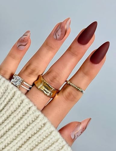 Valentines Day Nails Brown Glazed Chocolate Press on Nails, short...