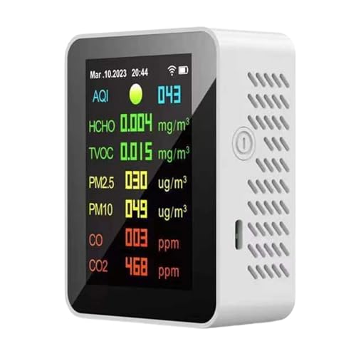 Tuya WIFI 7in1 CieX^[ HCHO CO CO2 PM2.5 PM10 TVOC AQI eXg_Yfo펞ԓt\CAiCU[ g₷(White)