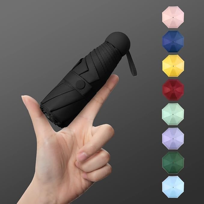 Image of Umbrella, Mini Folding Windproof & Compact UV Umbrella for Sun Protection Rain Windproof Strong Large 3 Fold for Women Handbags,3 Fold for Men Women, Stylish & Compact