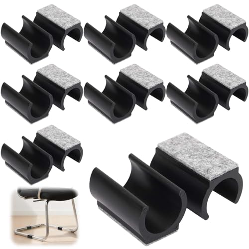 TayBong Lot de 16 patins pour chaises à console et à bascule - Patins en feutre avec coque à serrage (6-7 mm), protecteurs de sol antidérapants pour...