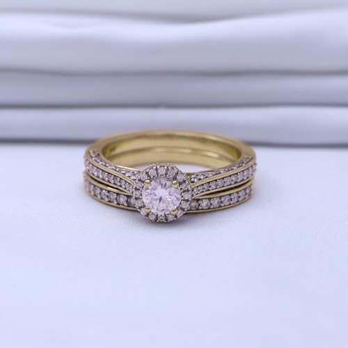 Halo Vintage Bridal Set Ring For Women Lab Created Moissanite & Lab Grown Diamond Engagement Wedding Ring In 925 Sterling Silver 10K & 14K Solid Gold Plated Sterling Silver Jewelry 1.33 Cttw4