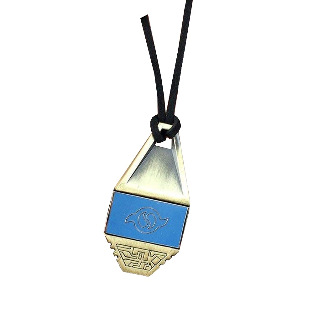 anime digital monster evolution badge necklace costume cosplay jewelry gift for collection (Blue Friendship)