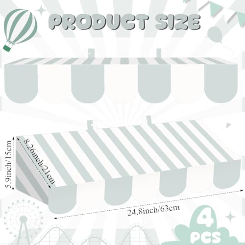 Image of Tallew 4 Pcs 3D Circus Awning Wall Decoration Farmers Market Party Decorations Carnival Awning for Halloween Carnival Theme Party Classroom Decorations (Gray and White)