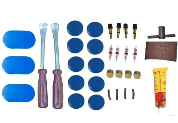 CYBIC Bicycle Tyre Puncture Tube Repair Kit, 34 Pieces, Metal Tools and Patches-image-9