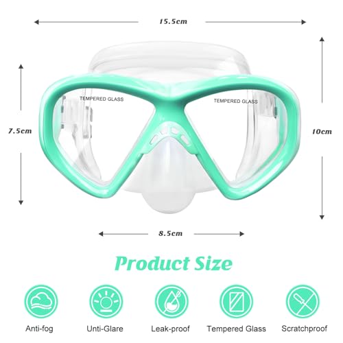 Image of Kids Swim Goggles Snorkel Diving Mask for Boys Girls Ages 5-15, Two-Color Anti-Fog Swimming Goggles with Nose Cover