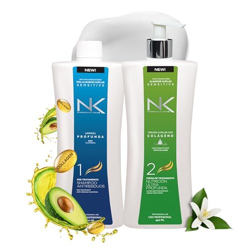 NK Keratin Sensitive Hair Straightener with Collagen, Hydrolyzed Keratin. (32oz)