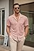 COOFANDY Men's Casual Untucked Shirt Button Down Short Sleeve Shirts Wrinkle Free Dress Wrinkle Free Business Shirt Lotus Pink