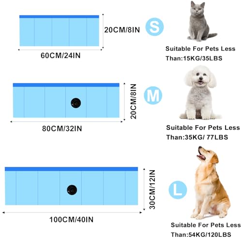 Fulhdedi Klappbarer Hundepool 100x30cm - Tragbare PVC Badewanne für Große Hunde, Blaues Schwimmbecken mit Rutschfestem Boden