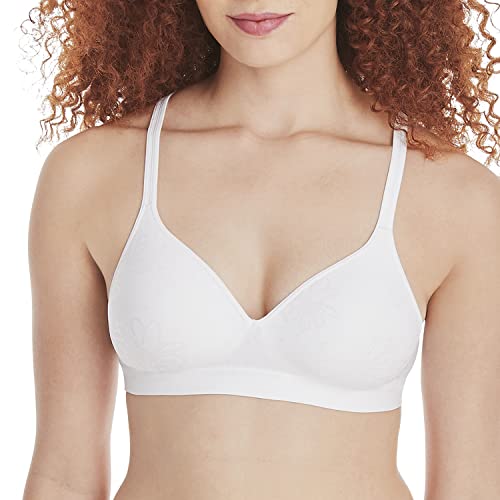 Soutien-gorge en mousse sans armature microfibre blanc floral 2XL aux finitions haut de gamme