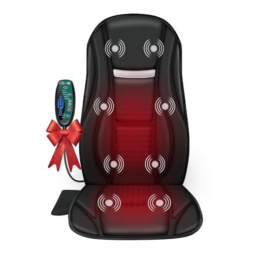 Snailax Vibration Back Massager with Heat, Seat Massager with 8 Vibrating Motors & 5 Modes, Chair Massager Cushion, Massage Pad for Chair, Office, Gifts for Lover