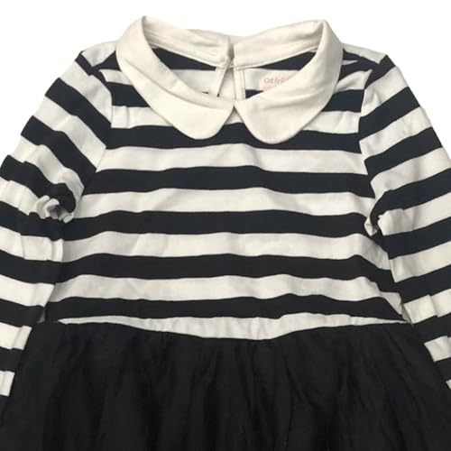 Cat & Jack Girls Black & White Striped Lone Sleeve Tutu Skater Dress2