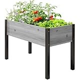 SUNYRISY Hochbeet für Balkon und Garten mit Metallbeine, 116x60x80cm Holz...