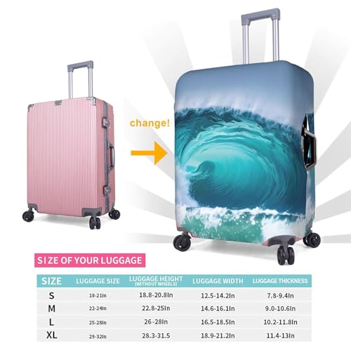 Housse de protection élastique pour bagage blanc imprimé vagues XL - 6