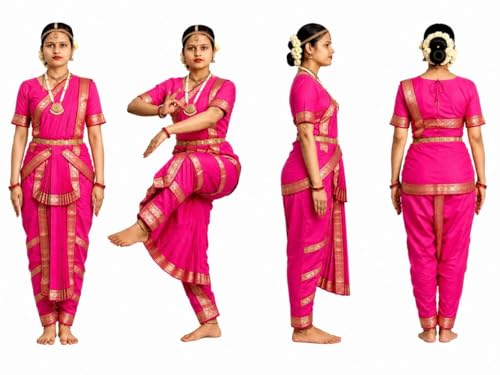 Image of Culture Creation Girls Bharat Natyam Dance Dress | Bharat Natyam Classical Dance Costume for Girls Fancy Outfit Competitions /Annual Functions /School Events