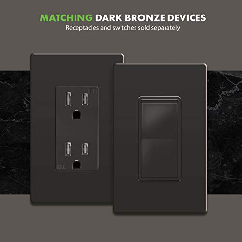 Enerlites Elite Series Screwless Decorator Wall Plate Child Safe Outlet Cover, Size 1-Gang 4.68" H X 2.93" L, Unbreakable Polycarbonate Thermoplastic, Si8831-Db, Glossy, Dark Bronze #TOP2
