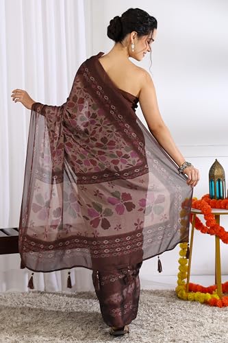 Image of MIRCHI FASHION Saree for Woman | Chiffon Floral Printed Breathable Occasional Sari with Blouse