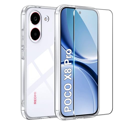 Image of for Xiaomi Poco X8 Pro Screen Protector(1 pack) Tempered Glass flim with case,9H Hardness,Anti-Scratch, Case Friendly, Bubble Free,HD Clear