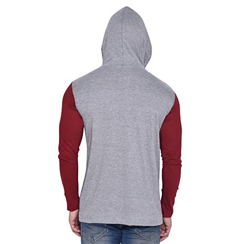 Image of Geum Men's Full Sleeve Hooded T-Shirt with Button-Down Front | Casual Slim Fit Cotton Shirt-Style Tee