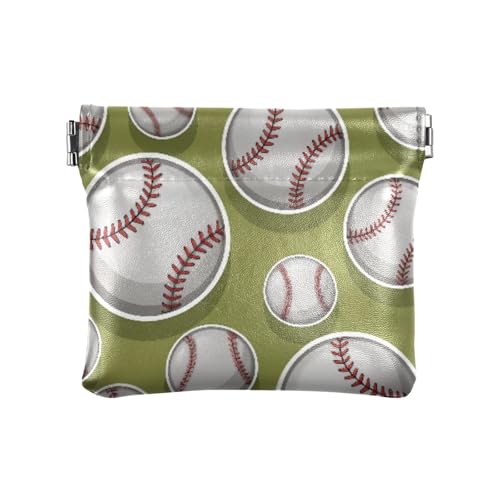 Baseball Pattern Coin Purse Leather Pouch Change Purse, Squeeze Coin Pouch for Cards, Keys & Lipsticks, Unisex