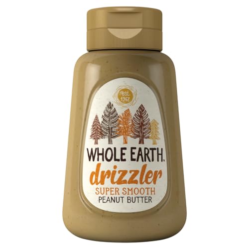 Whole Earth Drizzler Original Roasted Peanut Butter Super Smooth Squeezy Runny Nutty Spread Made with 100% Peanuts All Natural Ingredients No Added Sugar Gluten Free Vegan Friendly 320g