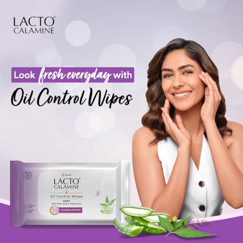 Image of Lacto Calamine Oil Control Face Wipes 30N each- Pack of 6 | Makeup Remover Wipes | Wet Tissue for Face With Neem, Aloe Vera & Niacinamide | Wet Wipes for Women & Men | Pararben & Alcohol Free