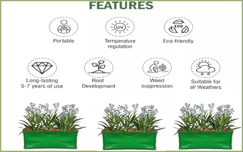 Image of IAgriFarm HDPE UV Treated Grow Bag, 48 inchX12 inchX12 inch 250 GSM - Pack of 5
