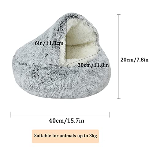 SUOXU Kitten Bed Small Cats Cave Bed for Indoor Cats Under 3kg,Warm Cosy Soft Plush Puppy Pet Bed,Non-Slip Bottom Fits Palm Size Cat Dog Sleeping - Image 4