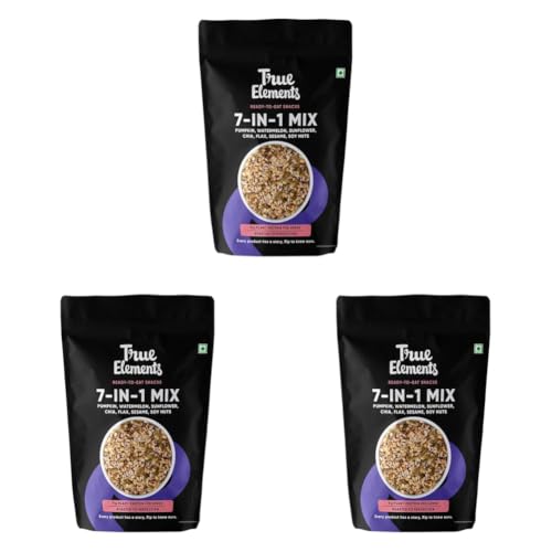 Image of True Elements Seeds Mix - 7 in 1 Super Seeds & Nut Mix 500g - (Roasted Pumpkin, Watermelon, Sunflower, Flax | Sesame | Chia and Soynuts) - Diet Snacks (Pack of 3)