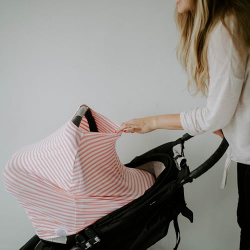 Image of Parker Baby 4 in 1 Car Seat Cover for Girls and Boys - Stretchy Carseat Canopy, Nursing Cover, Grocery Cart Cover, High Chair Cover - inchButterfly inch