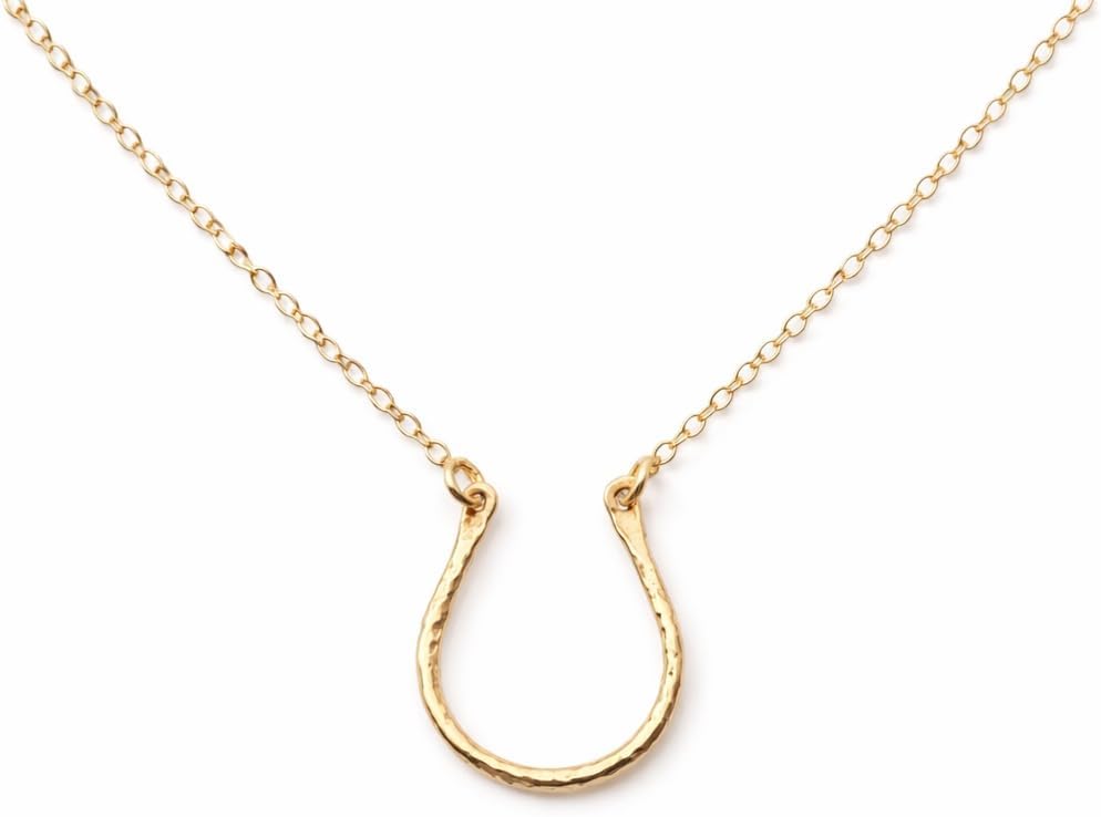 Gold Filled Horseshoe Necklace – Handmade Good Luck Pendant, 14K Yellow Gold Filled Chain