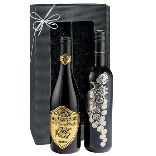 Italien vs. Frankreich Rotwein-Geschenkset der Superlative Prestige-Syrah & Cuvée aus Sangiovese, Primitivo & Merlot Das Weingeschenk für Experten zu Geburtstag Weihnachten Kenner Mann Frau