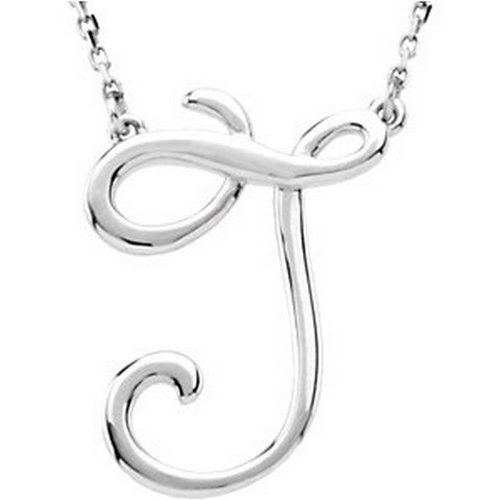 IceCarats 925 Sterling Silver Script Initial Necklace J Silver Fashion Script Pendant