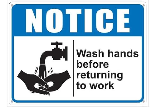 Notice Wash Hands Before Returning To Work Aluminum Tin Sign 8"x12" For Homeowners, Coffee Bar Staff - Home Coffee Bar Wall Decor