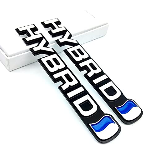 Image of 3D Metal Hybrid Logo Car Side Fender Rear Trunk Emblem Badge Decals Sticker for Car Decoration Accessories (White)