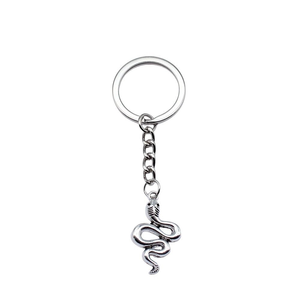 Wysiwyg Unisex A30-1Pcs-30X18mm 1Pcs 30X18mm Snake Charms Keyrings Antique Silver Color Zinc Alloy Ring Size 28Mm