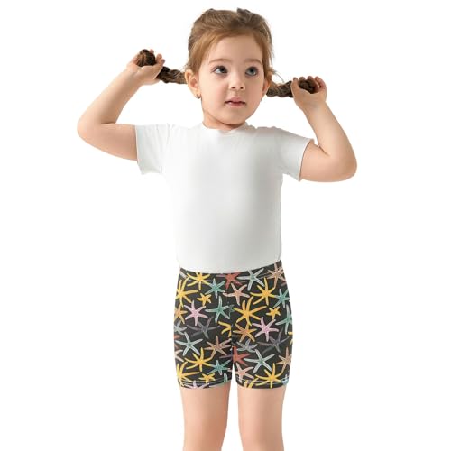 Ocean Colored Starfish Print Girls Shorts Elastic Waist Sports Shorts Girls Leggings Pants for 4-10 Years3