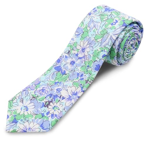 Image of Cotton Floral Ties for Men 2.76 inch Men's Skinny Tie Linen Flower Printed Neck Tie for Wedding Dating Party