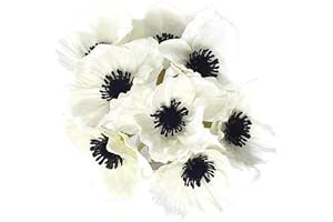 8 pcs Real Touch Anemone Poppy Bouquet for Artificial Flower Decor (White)
