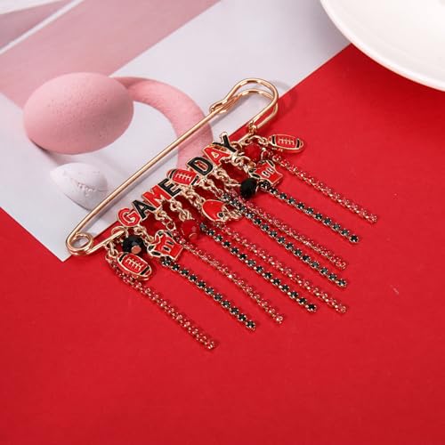 Image of Game Day Brooches for Women Football Brooch Pins Touch Down Brooches Red Black Blue White Team Spirit Accessories Game Day Outfits Football Jewelry Party Favor Gifts