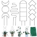 Wellsign Indoor Plant Trellis for Climbing Plants, 16inch Small Garden Metal Trellis for Potted Plants Outdoor with Different Patterns for Vine Ivy Flower Plant Support 4 Pack