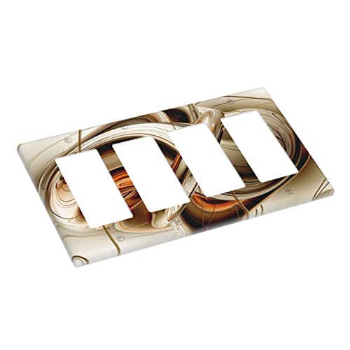 Image of Abstract Orange Rocker Light Switch Cover Decorative Quad Decorator Wall Plate 4 Gang Switch Plate Covers Electrical Faceplate 4.50 x 8.0 Inch
