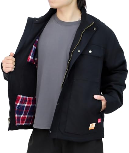 Image of BOCOMAL FR Jacket Insulated Flame Resistant Canvas Coat CAT4 Winter Outwear | NFPA2112 CAT4,Utility Cargo Pockets,Heavyweight Duck Shell,180g Modacrylic Quilted,Plaid Flannel lining,Water Stain Resistant