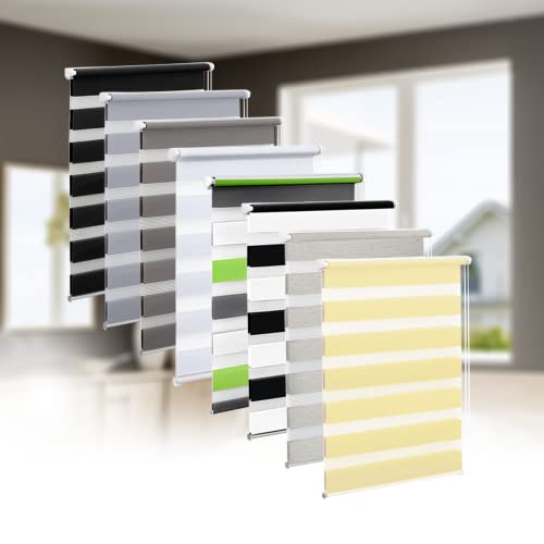 Eurohome Doppelrollo Klemmfix ohne Bohren, Duo Rollo,45cm x 150cm (Stoffbreite 41 cm) Beige Transparentes und undurchsichtiges Sichtschutz Rollo mit Klemmträgern für Fenster und Türen