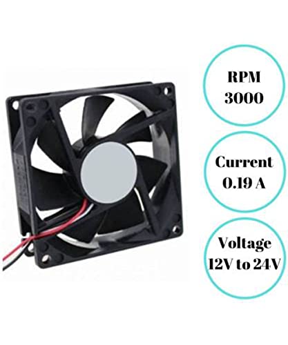 Image of TechSupreme PACK OF 4 DC 12V Cooling Fan for PC Case 80X80X25MM Cabinet Fan 3.5-Inch Square Cooler (Black)