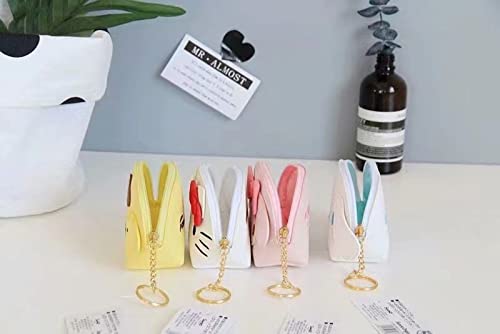 Fdc Tgta Cartoon Animal Coin Purse For Women With Zipper Leather Coin Pouch With Keychain, Black Bunny, One Size #TOP4